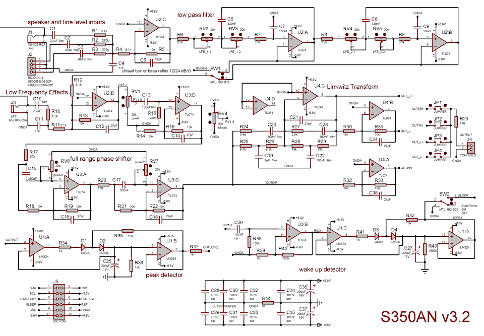 Схема аналогового контроллера сабвуфера