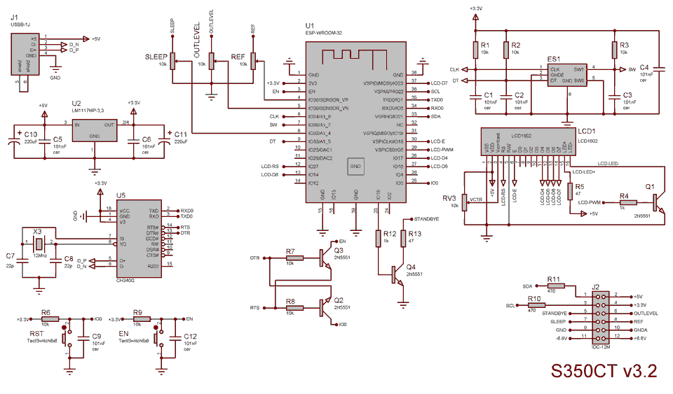 Схема блока ESP32 модуля управления